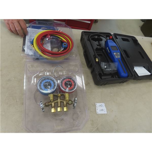 New Mastercool R1234 Refrigerant Pressure Test Kit and Mastercool 55800 R1234 Refrigerant Leak