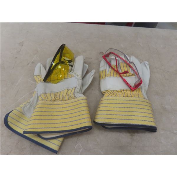 Safety Glasses and 2 Pair Work Gloves