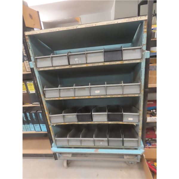 24-Bin Parts Rolling Cabinet, 62x38x24