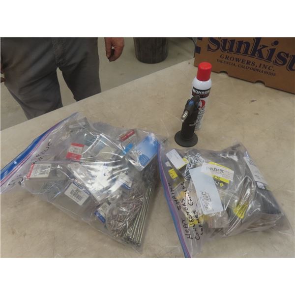 Heat Shrink Connectors, Clamps, Screws, Fasteners, Butane Torch