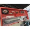 Image 7 : Metal Tool Box w/ 1/4" and 3/8" Socket Set, Teflon Tape, Files, Punches, Vise Grips, Screwdrivers