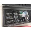 Image 8 : Metal Tool Box w/ 1/4" and 3/8" Socket Set, Teflon Tape, Files, Punches, Vise Grips, Screwdrivers