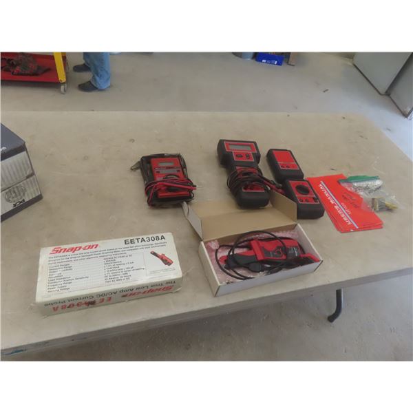 Snap-On Volt Ohm Meters, Primary Tach Meters, Frequency Cartridge, and Low Amp Probe