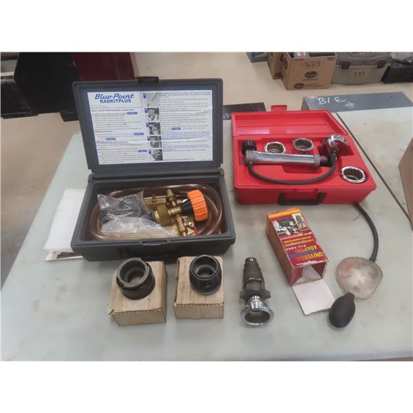 Antifreeze Tester, Snap-On Rad Pressure Tester, and Snap-On Cooling System Filler, w/ Adapters
