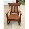 Image 2 : ANTIQUE MISSION OAK ARTS & CRAFTS ROCKING CHAIR WITH A SOLID WOOD SEAT