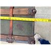 Image 10 : VINTAGE TRAVEL CHEST/TRUNK - METAL AND WOOD-BOUND STEAMER TRUNK