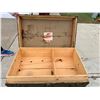 Image 5 : VINTAGE TRAVEL CHEST/TRUNK - METAL AND WOOD-BOUND STEAMER TRUNK