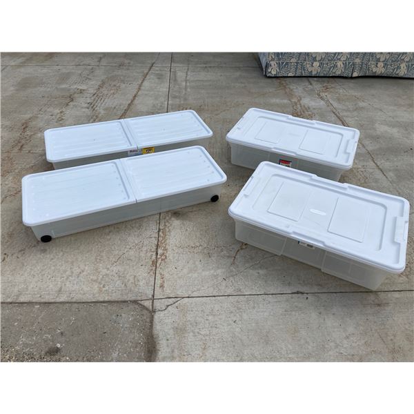 CLEAR, RECTANGULAR PLASTIC UNDER-BED STORAGE TOTES
