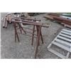 Image 15 : Pipe, Channel, Tubing 18" to 24 FT, Angle Iron, 3 Steel Saw Horses, Steel Cable