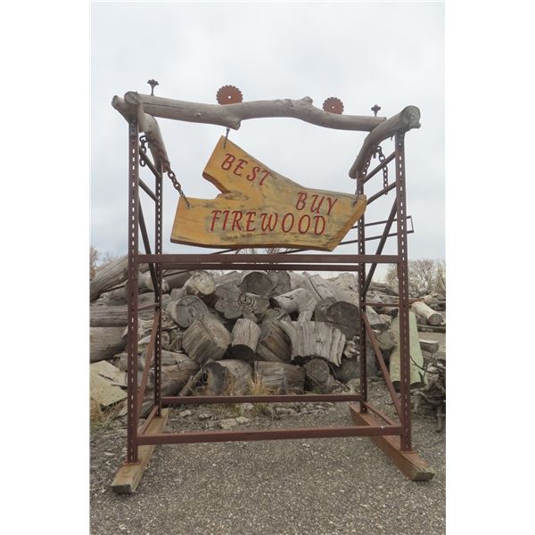 Best Buy Firewood Sign, Mounted on Pallet Racking