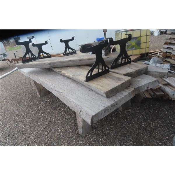 Live Edge Outdoor Table w/ 3 Benches, 152 x 110 x 30"