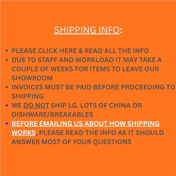 SHIPPING POLICY - CLICK ON "DETAILS" FOR INFO