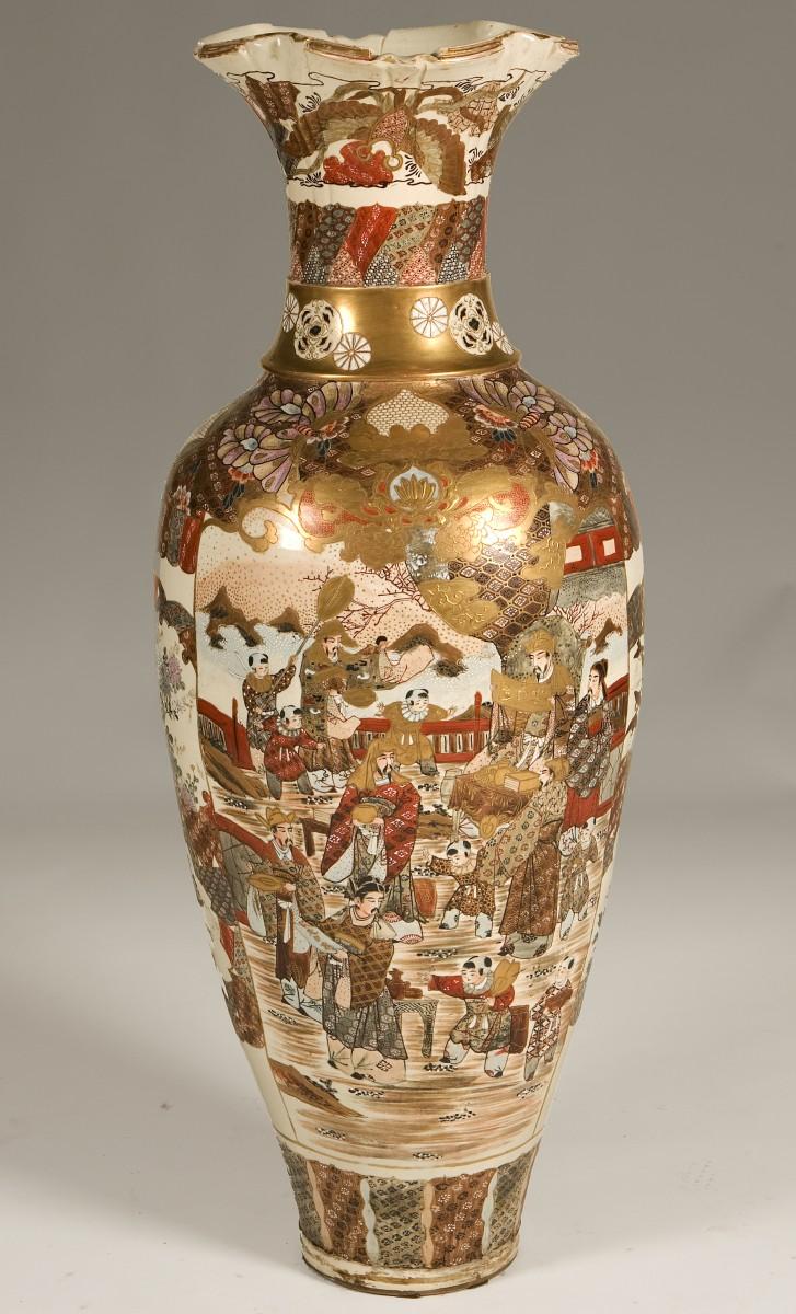 A large Satsuma vase decorated with landscape and figures, Japan, XIX