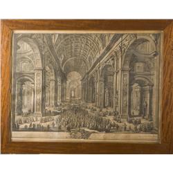 GIUSEPPE VASI (1710-1782) Two engravings of the St. Peter and the St. Peter Square in Rome