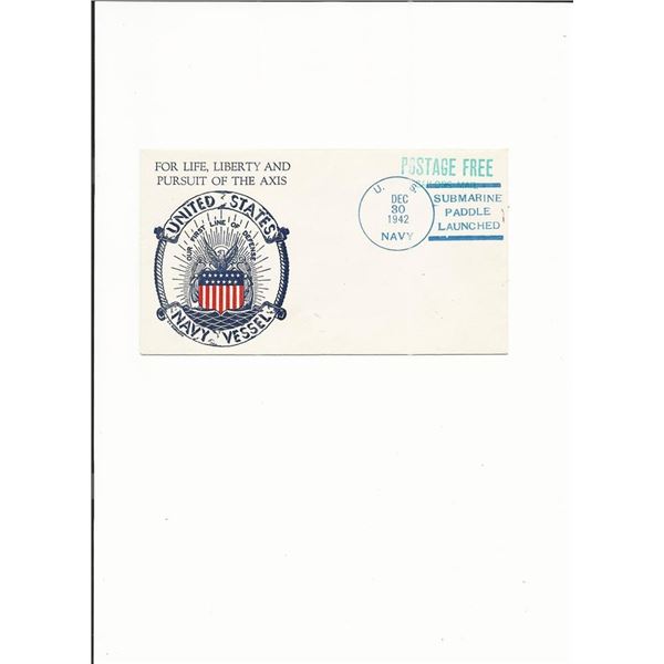 US Navy -USS Paddle launched Submarine  Cover - 1942