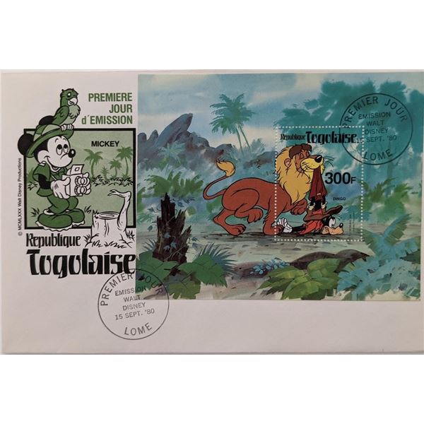 1980 Togo Goofy  Souvenir First Day Cover