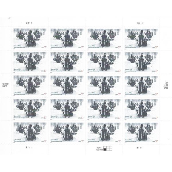 Korean War Veterans Memorial USA Stamp Sheet