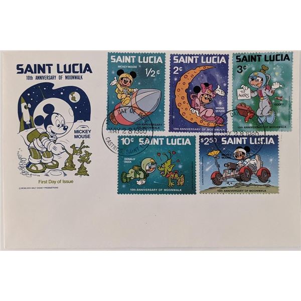 St. Lucia 1980  Disney Space Scenes First Day Cover