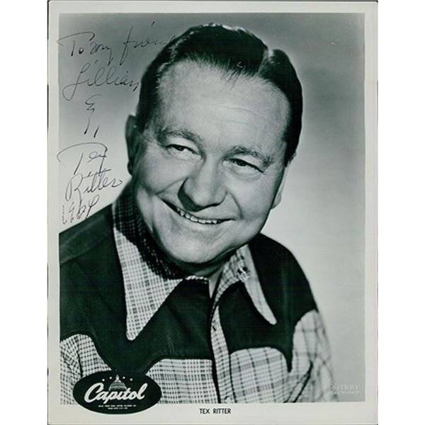 Country Singer Tex Ritter Signed Photo JSA Authenticated