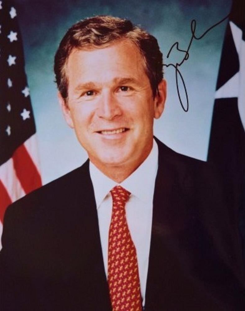 George Bush Jr. signed portrait photo