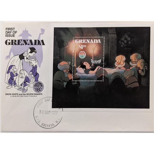 Grenada 1980 Christmas Snow White Commemorative First Day Cover