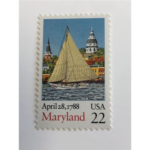 1987 22c Bicentenary Statehood: Maryland Stamp