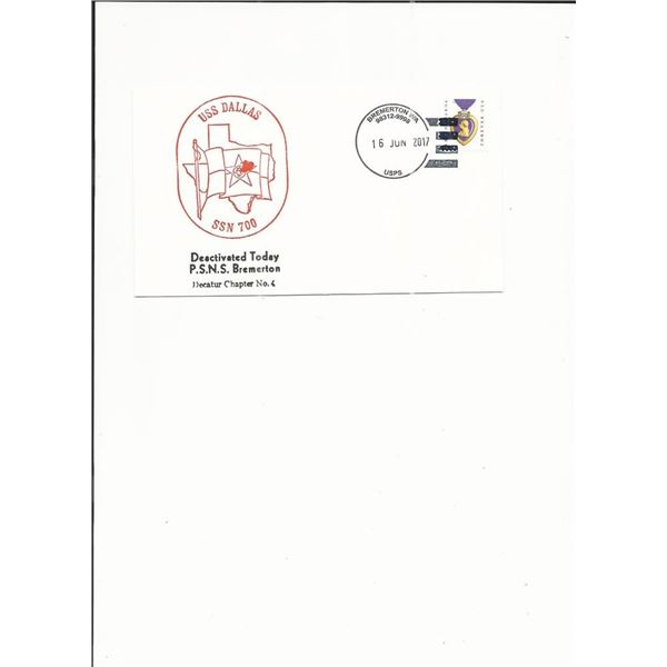 U.S.S. Dallas Deactivation - First Day Cover - Bremerton, WA - 2017
