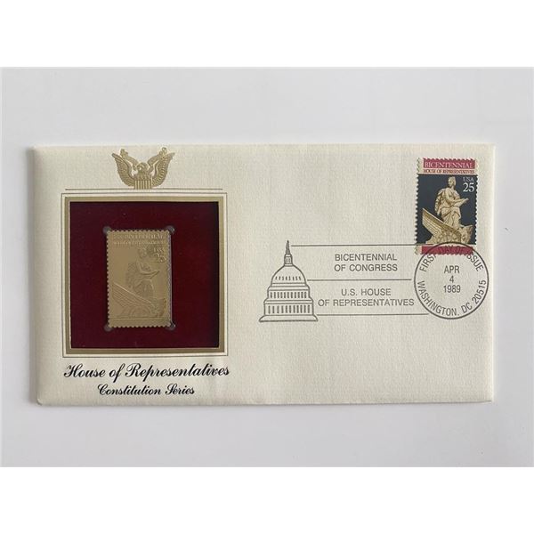 House of Representatives Constitution Series Gold Stamp Replica First Day Cover