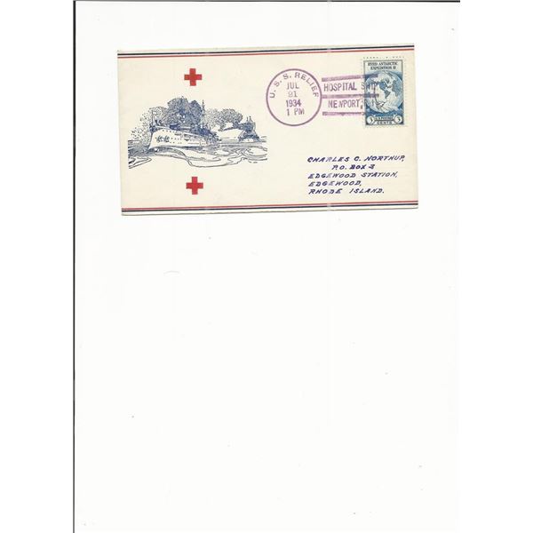 U.S.S. Relief - Hospital Ship - First Day Cover - 1934 - Newport, RI
