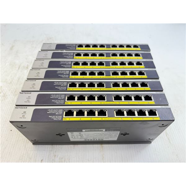 Lot of (7) NETGEAR #GS108LP 8 Port Unmanaged Switch