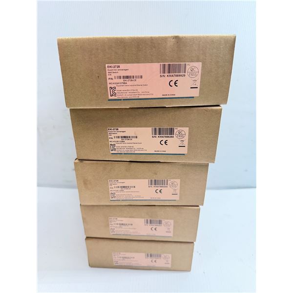 (5) Advantech #EKI-2728 8 Port Industrial Unmanaged GbE Switches