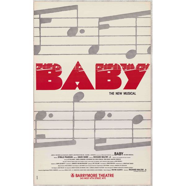 Baby - The New Musical, Original Broadway Window Card Poster, Art by Fraver
