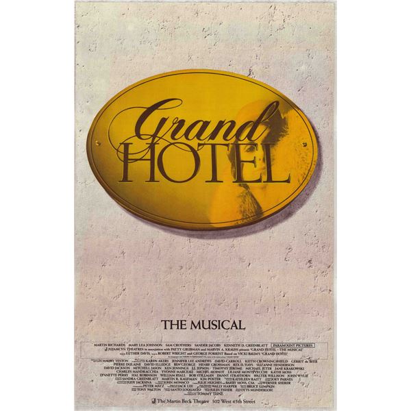 Grand Hotel: The Musical, Original Broadway Window Card, Directed-Choreographed by Tommy Tune