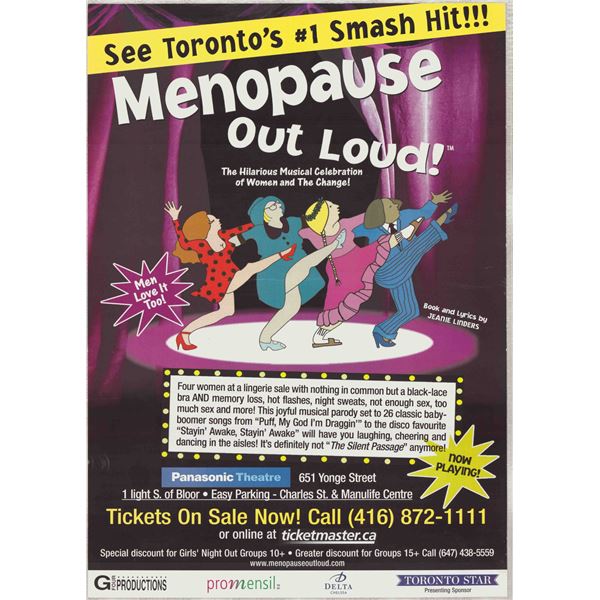 Menopause Out Loud! Musical, Original Theater Production Poster