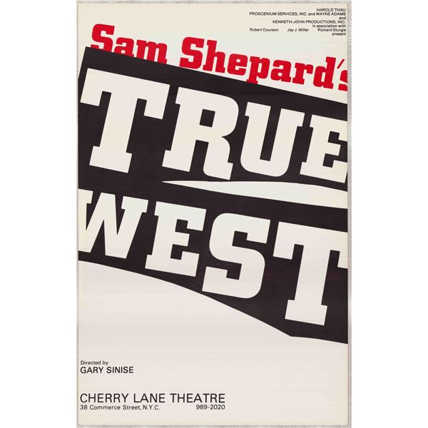 Sam Shepard's True West Original Theatre Production Poster, Directed by Gary Sinise