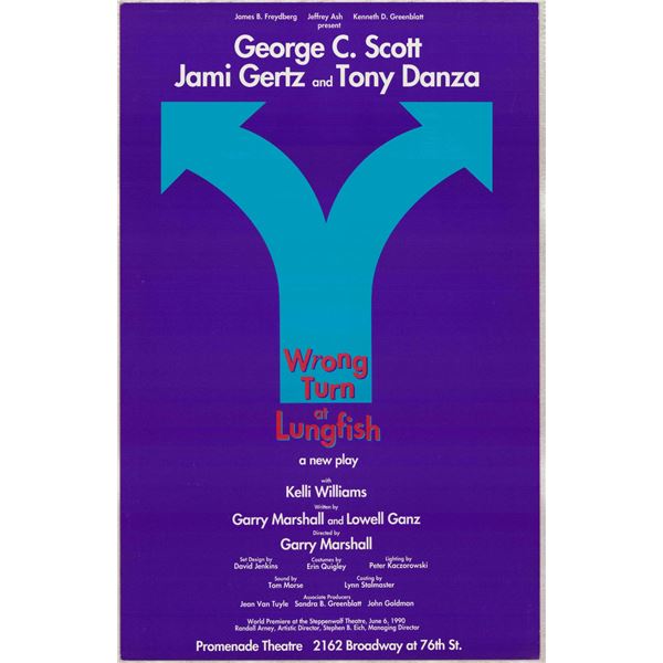 Wrong Turn at Lungfish Original Production Window Card Poster Directed by Garry Marshall