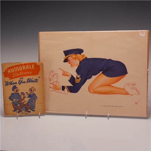 2pc Collectibles Including a WWII Era Humorale Stationery and George Petty Pin-Up Poster
