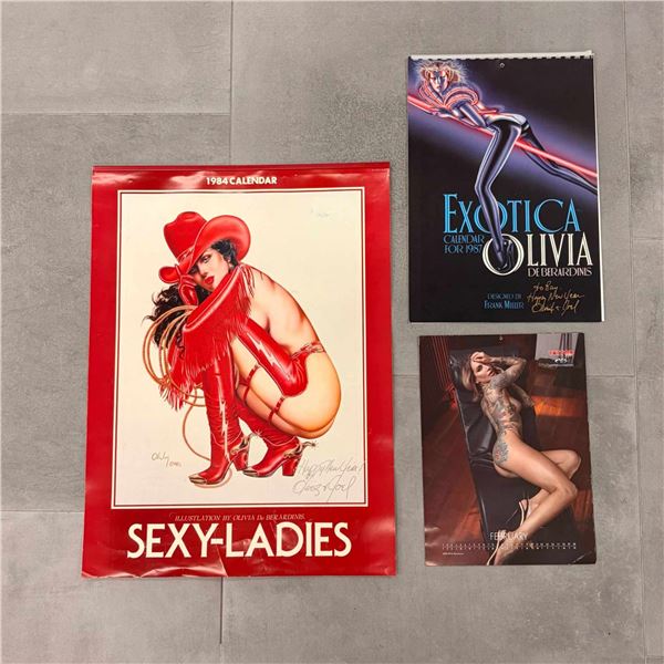 3pc Pin-Up Art Calendars Including Two Signed by Olivia De Berardinis and Joel Beren