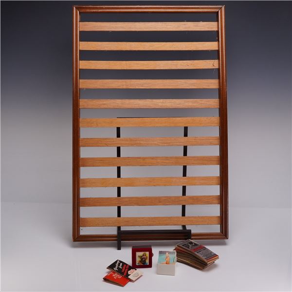 MSR Imports Wooden Display Rack with a Collection of Pin-Up Matchbook Covers