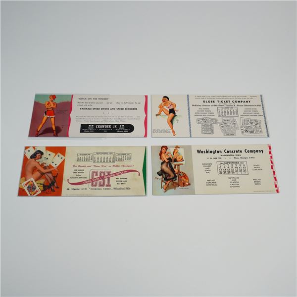 4pc Collection of Vintage Advertising Pin-Up Ink Blotter Ephemera