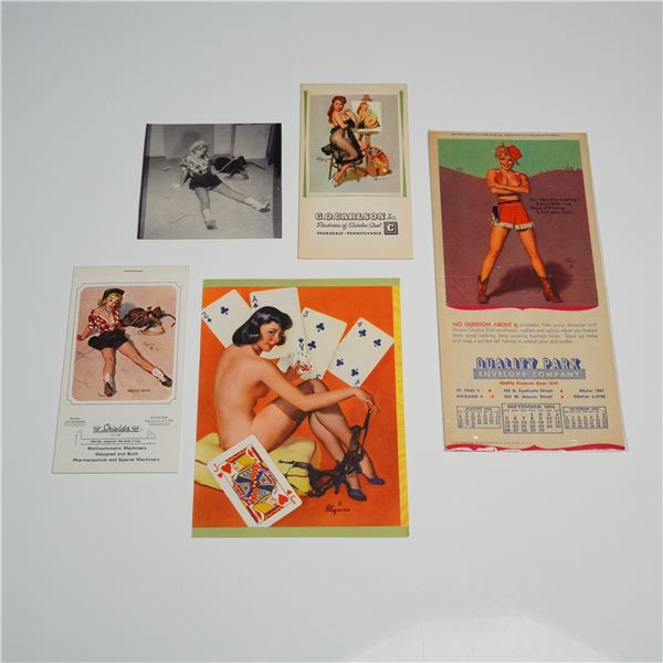 5pc Collection of Vintage Pin-Up Advertising Ephemera and Photography Featuring Gil Elvgren