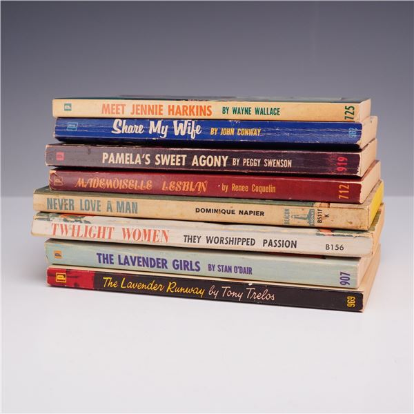 8pc Lesbian Pulp Fiction Collection. Brandon House and Beacon Signal, c. 1953-1965.