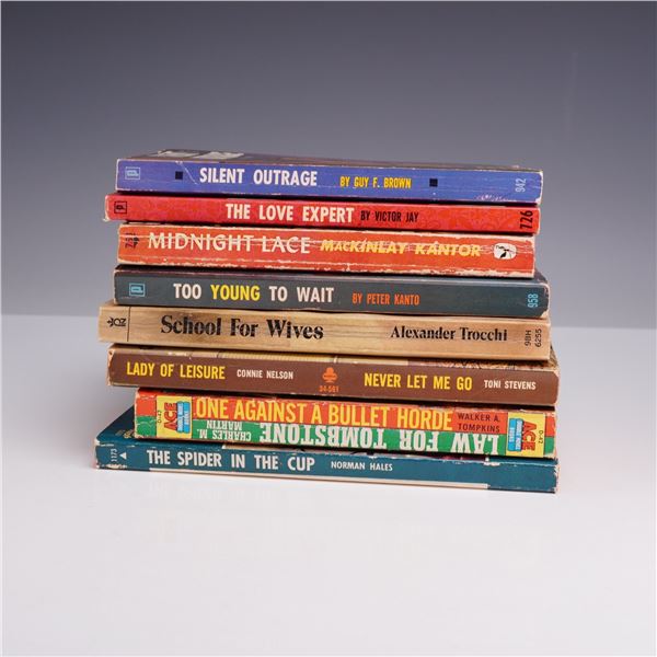 8pc Vintage Pulp Fiction, Sleaze, and Erotica Paperbacks. Various Publishers, 1950s-1960s.