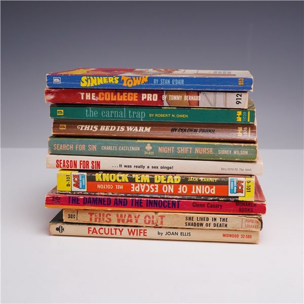 10pc Sleaze and Erotica Pulp Fiction Paperbacks. Various Publishers, c. 1950s-1960s.