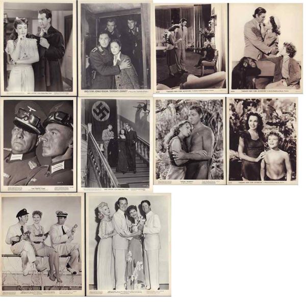 10pc Black and White Movie Star Photos c. 1940, Crawford, Errol Flynn, Reagan