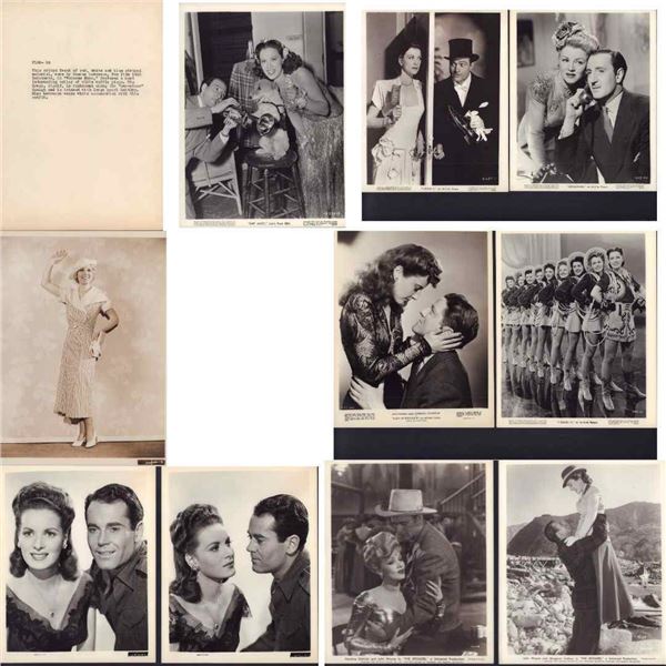 10pc Collection of Original Black and White Movie Star Publicity Photos 1941-1942