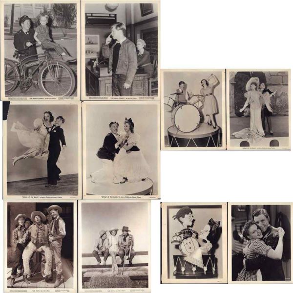 10pc MGM Black and White Publicity Stills Featuring Mickey Rooney and Judy Garland, c. 1940