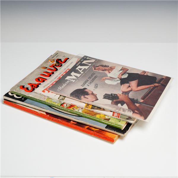 A Lot of 5 Vintage Men's Interest Magazines including Esquire, Modern Man, and True, 1937-1955