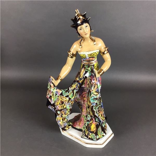 Italian Art Deco Style Polychrome Ceramic Figurine of an Exotic Dancer