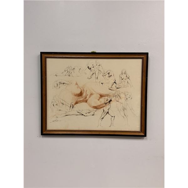 Gustav Rehberger (Austrian-American, 1910-1995) Mixed Media Drawing, Nude Female Study, Signed